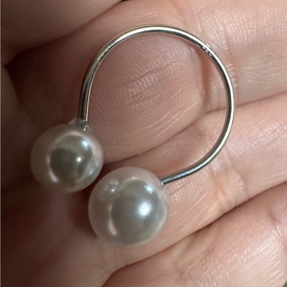 DOUBLE PEARL 925 STERLING SILVER RING 8 and up - Picture 8 of 9